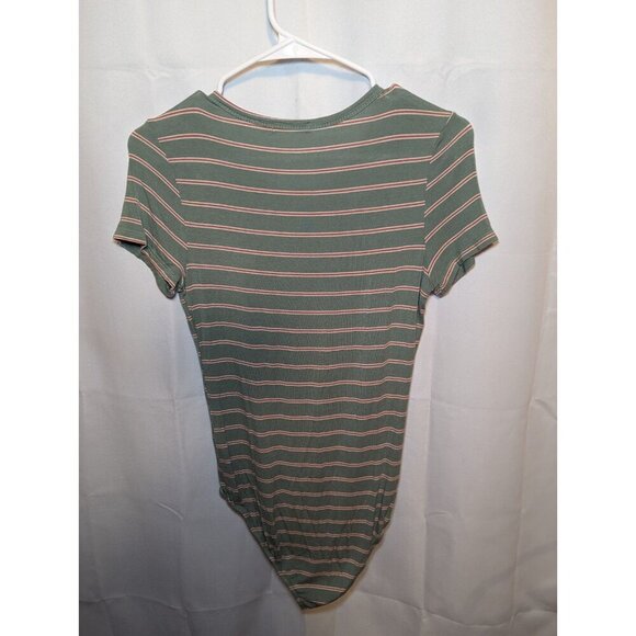 HEART & HIPS Bodysuit Striped Light Green Women's Size Large - Picture 9 of 12